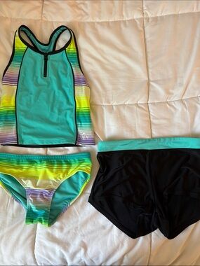 Gerry Weber Girls 3-Piece Teal, Yellow & Black Swim Set